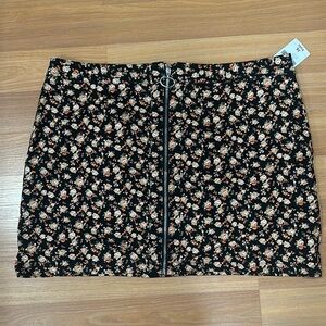 Floral Black Mini Skirt